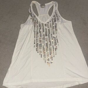 Embellished White Tank Top